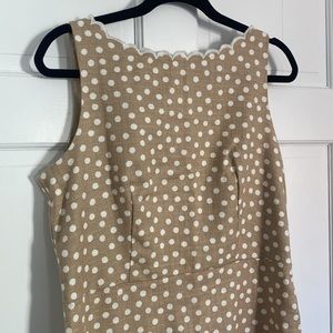 Ann Taylor Size 8 Tan White Polka Dot Cotton Dress Sleeveless NWT Never Worn